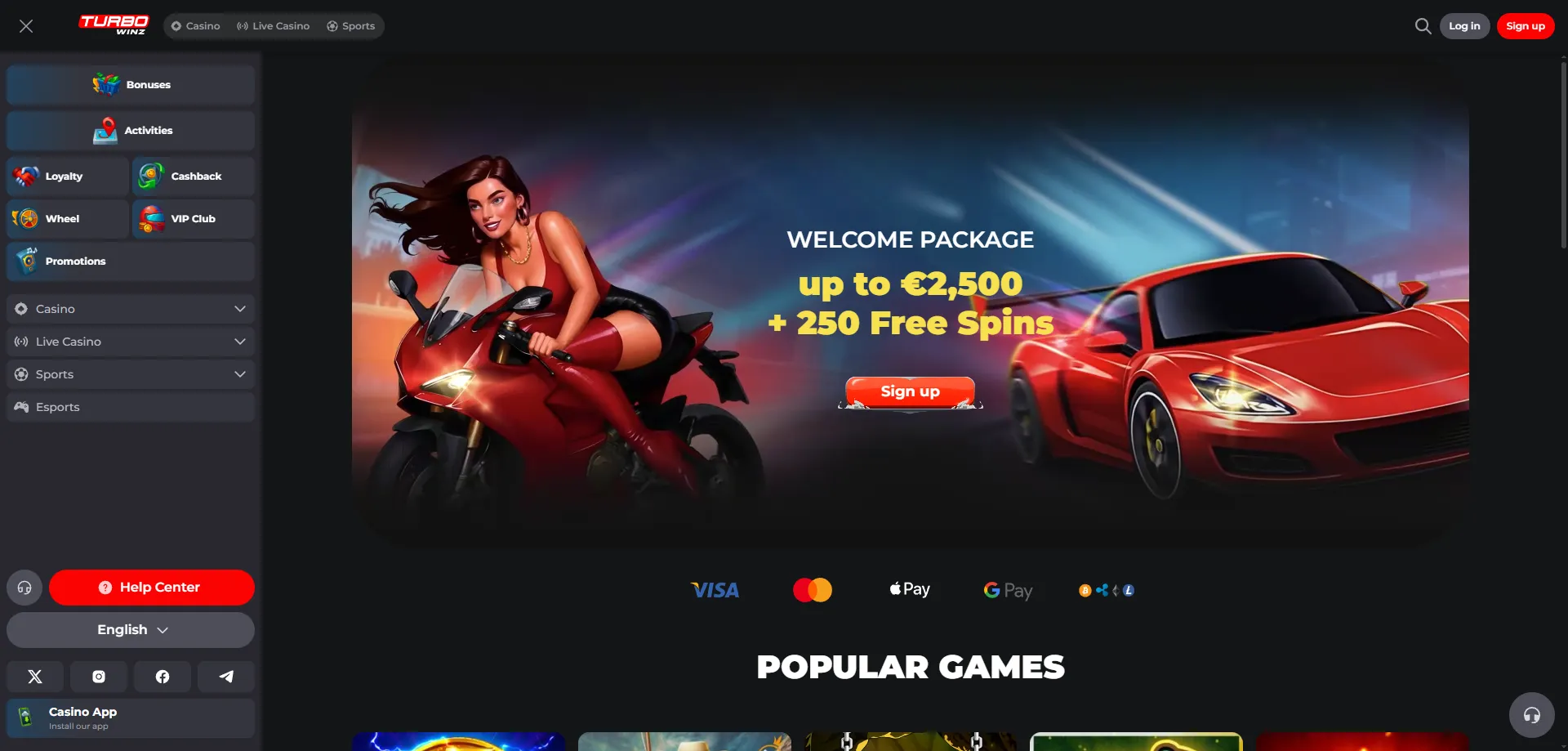 Sito Turbowinz Casino Italia — struttura e navigazione intuitiva